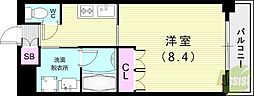 BelleFace尼崎 1Kの間取図画像