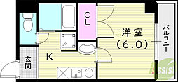 MY尼崎 1Kの間取図画像