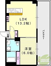 フォレストコート伊丹 1LDKの間取図画像