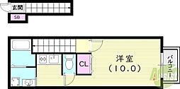 ヴェルドミール園田 1Kの間取図画像