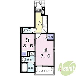 サニーフラット伊丹 2Kの間取図画像