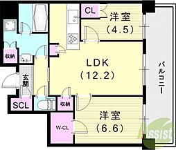 ジオタワー宝塚グランレジデンス The North 2LDKの間取図画像