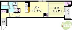 ヒカルサ尼崎栗山町 1LDKの間取図画像