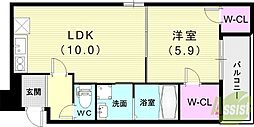 フジパレスヴェール 1LDKの間取図画像