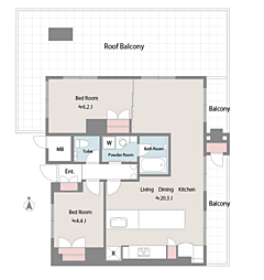 自由が丘アーバンライフ 2LDKの間取図画像