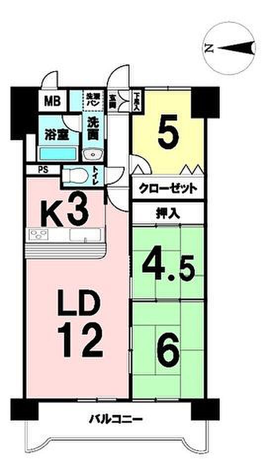 メトロシティネオハイツ富沢(3LDK) 5階の間取り