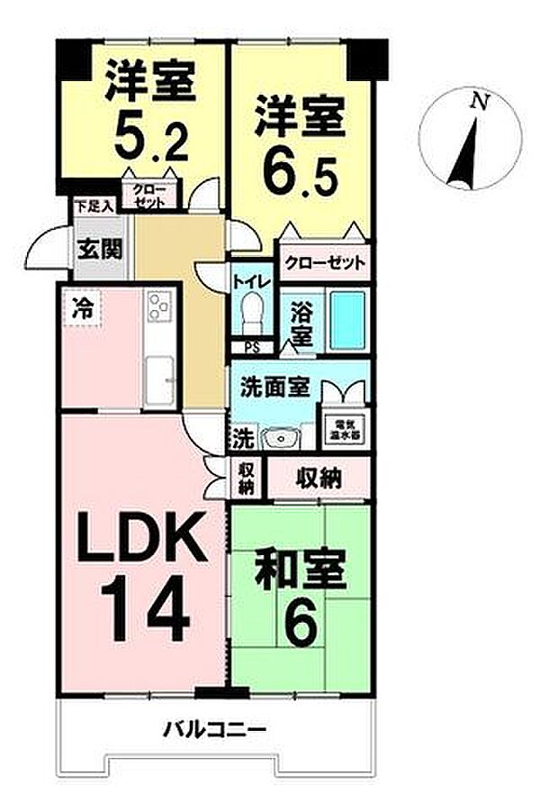 ウィンベルコーラス南仙台3番館(3LDK) 4階の間取り