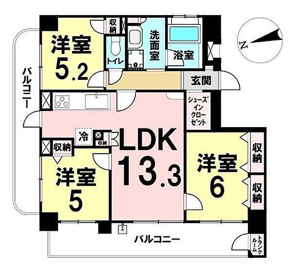 セレーノ南仙台IIヴィトワール(3LDK) 2階の間取り