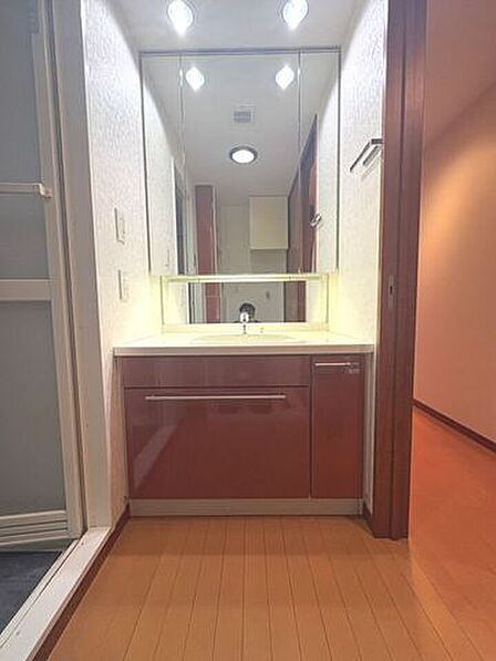 明るいライトと収納が魅力♪毎日の身支度や準備が整う空間です。