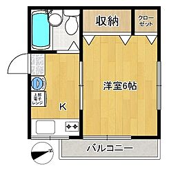 ル・メユール南矢名 1Kの間取図画像