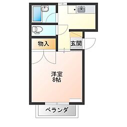 戸祭ハイツ 1Kの間取図画像