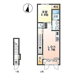 コーポDK2A棟 1LDKの間取図画像