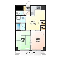 東口ハイツ 2DKの間取図画像