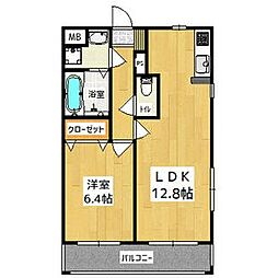 ソル・レヴァンテ2 1LDKの間取図画像