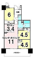 サーパス宮崎セントマークス 3LDKの間取図画像