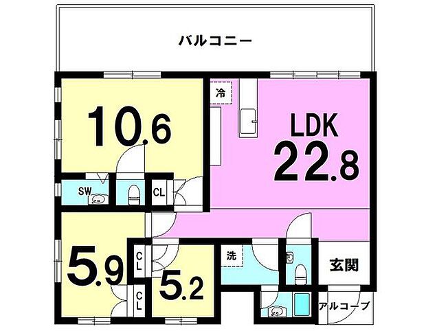 プラウディアコート北谷II　4階(3LDK) 4階の間取り