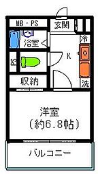 ラ・プリマヴェーラ大森西 1Kの間取図画像