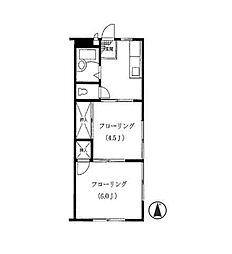JR京浜東北・根岸線 鶴見駅 バス21分 横浜市営バス陸橋下下車 3.6kmの賃貸アパート 2階2Kの間取り