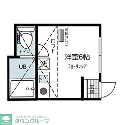 ラフィーネ新子安 2階ワンルームの間取り