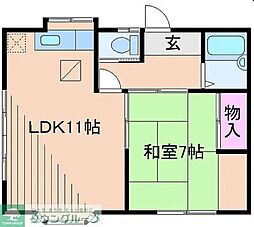 吉田コーポ第2 1階1LDKの間取り