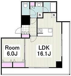 みなとみらい線 みなとみらい駅 徒歩6分の賃貸マンション 8階1LDKの間取り