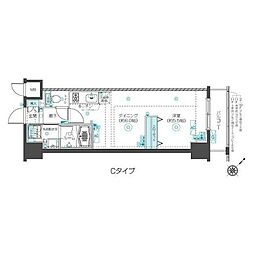 フェニックス新横濱クアトロ 10階ワンルームの間取り