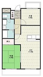ヒルハイツ妙蓮寺 2LDKの間取図画像