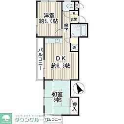 カーサ妙蓮寺 2DKの間取図画像