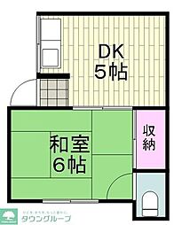 萩原荘 1DKの間取図画像