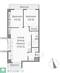 デュオ・仲町台 2LDKの間取図画像