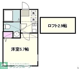 M&M白楽 1Kの間取図画像