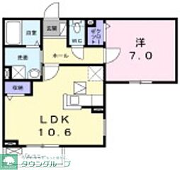 プランドール 1LDKの間取図画像