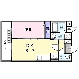 クレインズコート 1DKの間取図画像