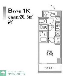 パークフラッツ横濱平沼橋 1Kの間取図画像