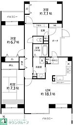 T`sgarden西寺尾B 3LDKの間取図画像