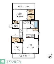Brillante 2LDKの間取図画像