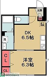フジプレシジョン日吉 1DKの間取図画像