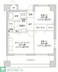 エヴァーグリーン新羽 2DKの間取図画像