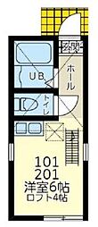 ユナイト菊名メグ&ライオン ワンルームの間取図画像