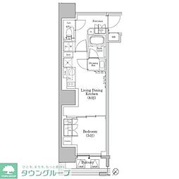 ザ・パークハビオSOHO新横浜 1LDKの間取図画像