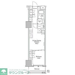 ザ・パークハビオSOHO新横浜 1LDKの間取図画像