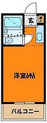 ヴィラ元住吉 2階ワンルームの間取り