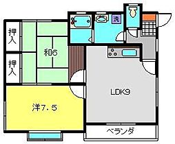 エクセルオカザワI 2階2LDKの間取り