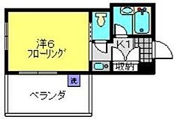 ATTIC天王町 4階1Kの間取り