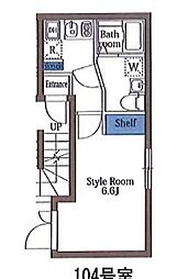 ハレレア横浜反町 1階ワンルームの間取り