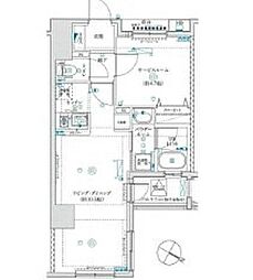 スパシエルクス横浜 3階1Kの間取り