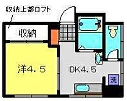 第3Z西村ビル 3階1DKの間取り