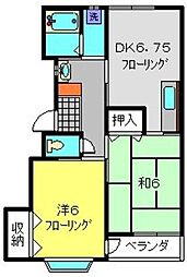 ハイムローゼB棟 2DKの間取図画像