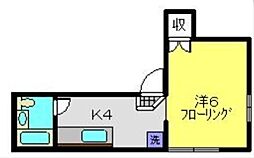 メゾンキュービック ワンルームの間取図画像