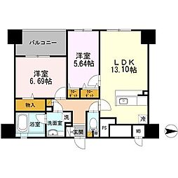 コリドール山手 2LDKの間取図画像